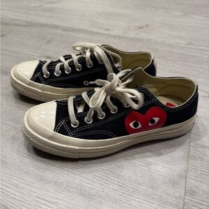 Comme des Garçons x Converse Black Sneakers with Red Heart